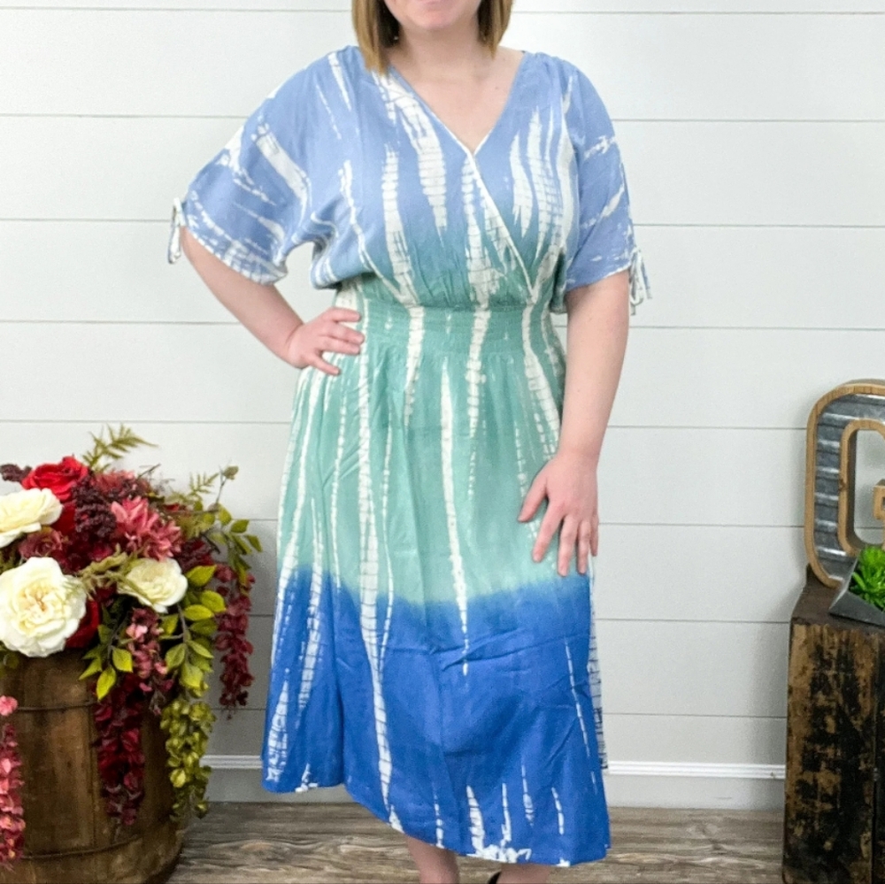 NWT Simply Southern Tie-dye Cold Shoulder Midi Dress